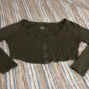 Pilcro Forest Green Ribbed Crop Top